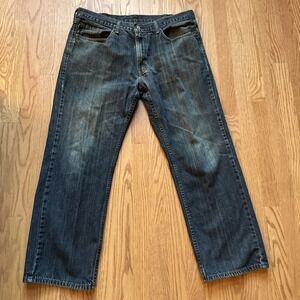 Levis 559 Mens 38x30 Relaxed Fit Straight  Distressed Jeans Blue Dark Wash‎ VTG